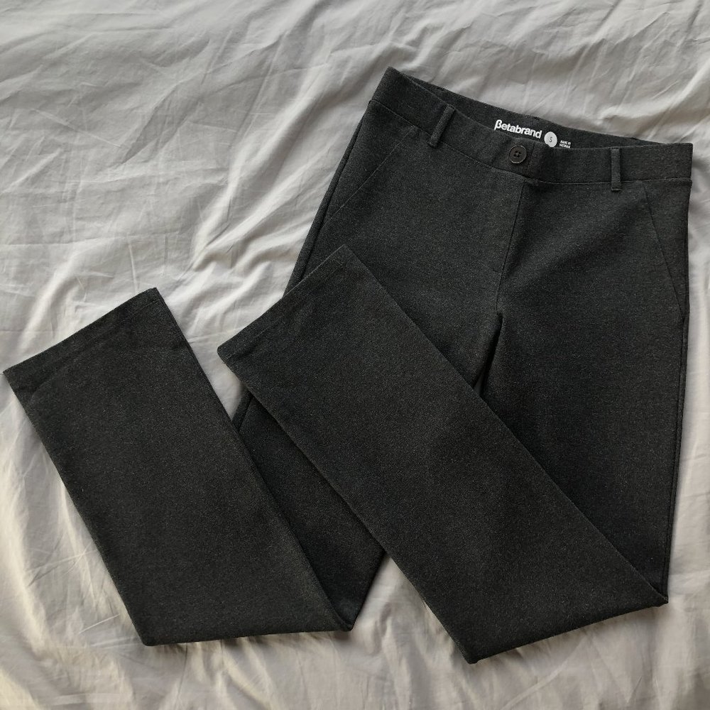 Betabrand Grey Straight-Leg Dress Pant Yoga Pants